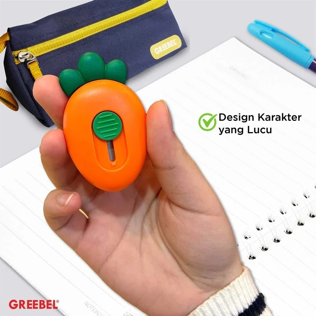 Cutter Greebel Mini MC-1006 / Pisau Pemotong Ukuran Mini / Kater Karakter Lucu Motif Wortel